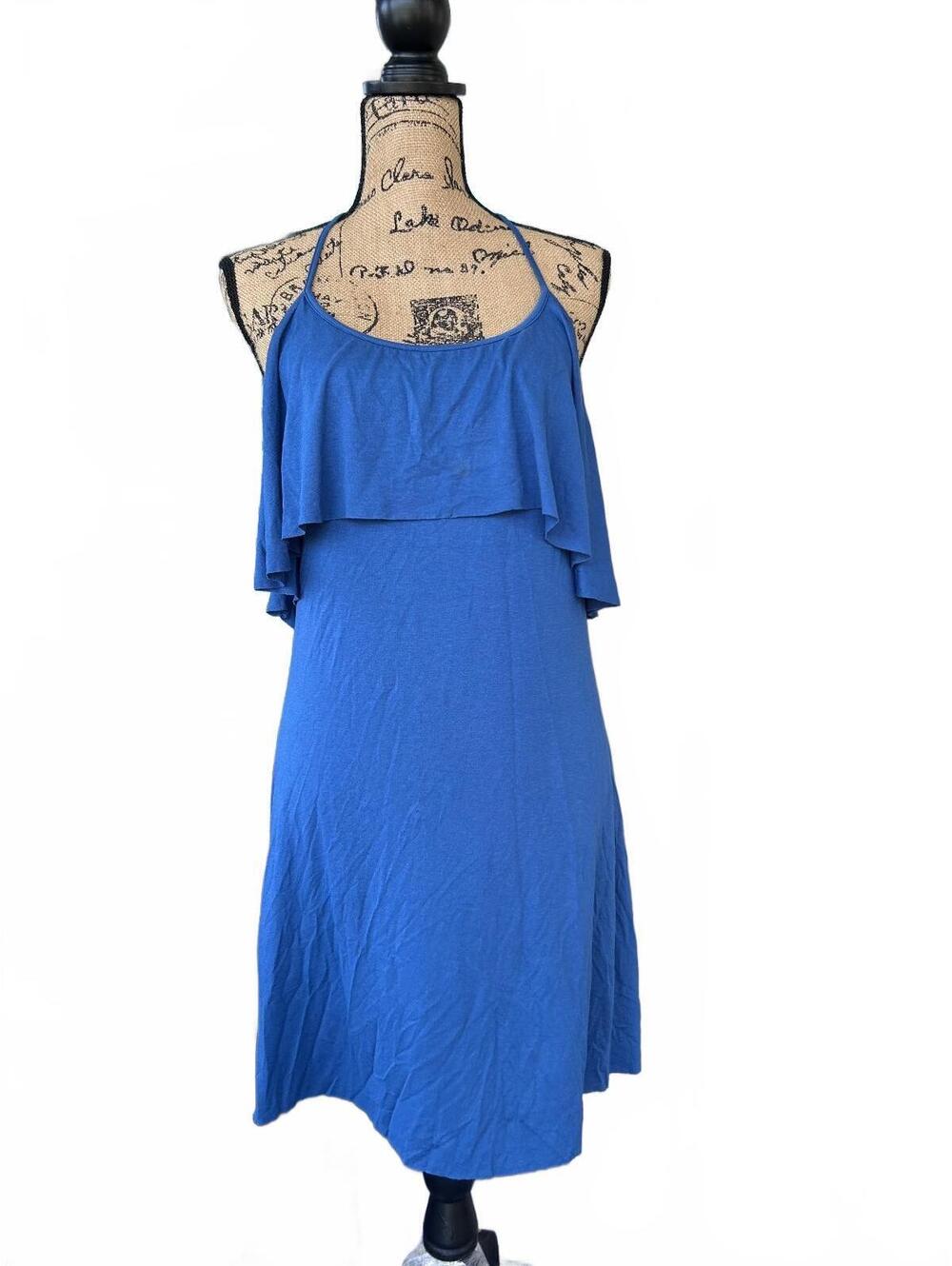 Listicle Royal Blue Ruffle Cold Shoulder Cami Dress Women's Size Large